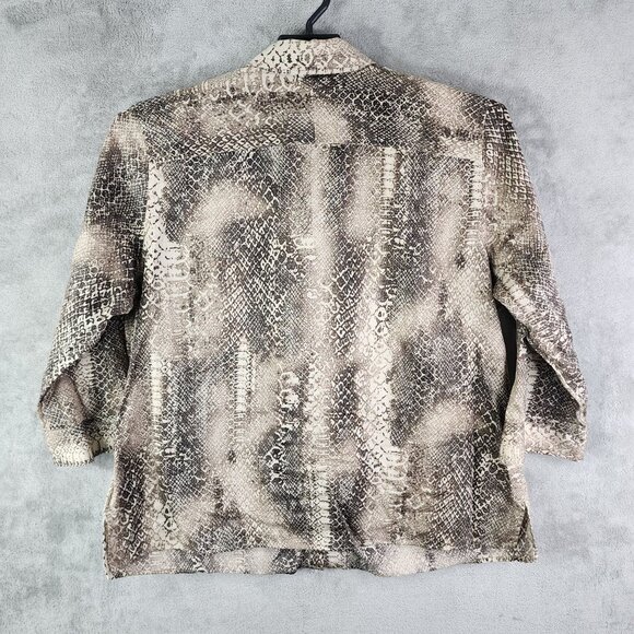 Womens Lauren Ralph Lauren Shirt Blouse Snakeskin Button Down 3/4 Sleeve Size 2X - Picture 7 of 10